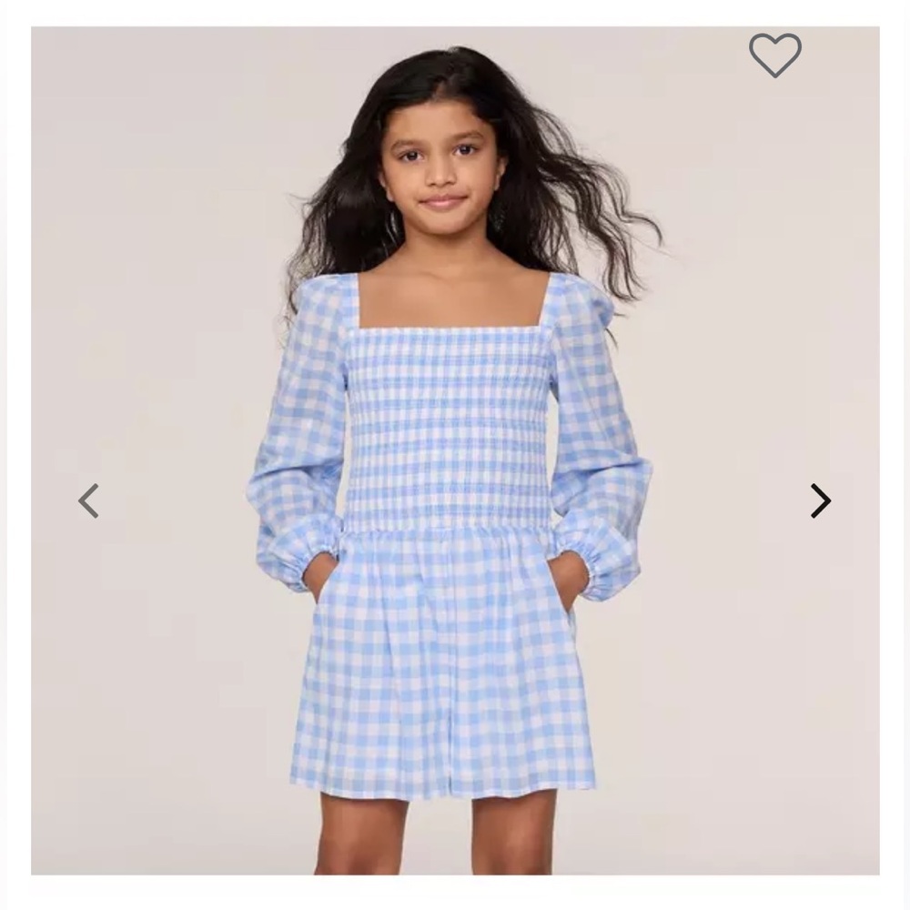 Janie and Jack Size 5 The Emma Gingham Smocked Romper Blue White Plaid One Piece - Picture 3 of 10